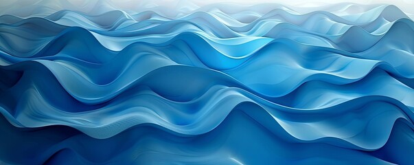 Fototapeta premium Blue 3D soft waves with gradient transitions, creating a serene abstract background