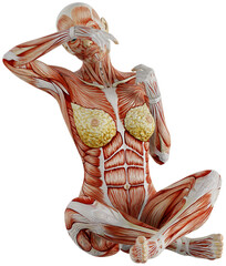 female body anatomy posing with transparent background