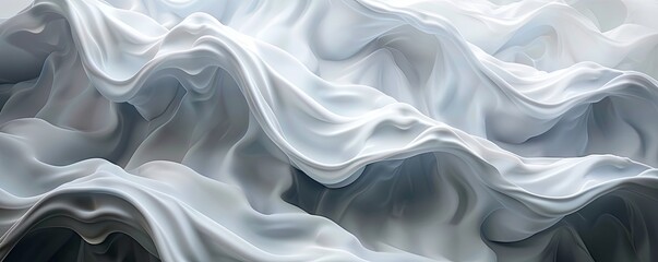 Fototapeta premium Abstract white 3D waves cascading over one another, creating a fluid and organic background