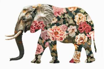 Obraz premium Flower Collage Elephant elephant wildlife reptile.
