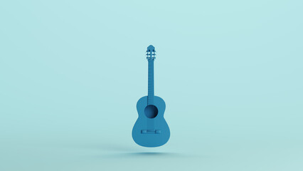 Blue acoustic guitar musical instrument audio entertainment soft tones pale background 3d illustration render digital rendering