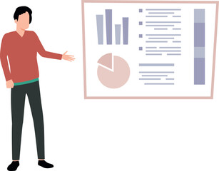 Boy showing finance graph.