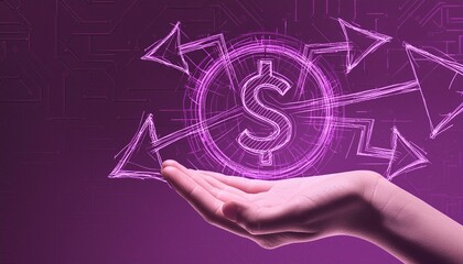 Dollar Exchange - Financial Service or Advise - Dollar Sign with Arrows - Future of the Dollar - Payment Transfer - Digital Money - Investor - Cashback Concept