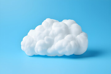 Soft Fluffy White Cumulus Cloud Against Blue Wall Backdrop