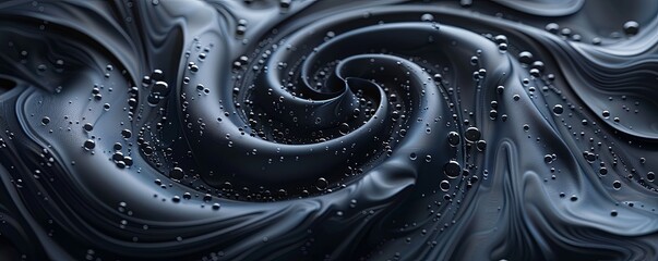 Black 3D swirling vortex with dynamic movements, creating a hypnotic abstract background