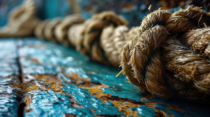 Close Up Of Isolated Rope Style With On Bokeh Blur White Background