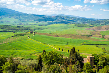 Obraz premium Gladiator Road view from Pienza Town of Italy