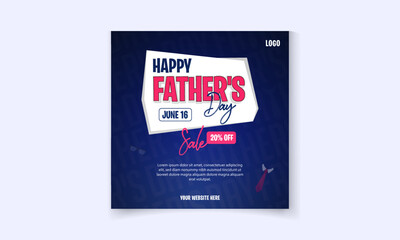 Happy father's day sale discount promotion banner social media post template design