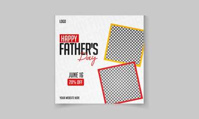 Happy Father's Day poster or banner template for sale discount promotion Online business offer promotion