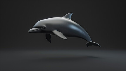 dolphin emoji illustration on dark background. 3d rendering