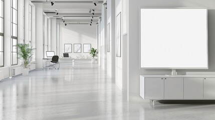 white blank paper in art gallery with a modern and minimalistic design.