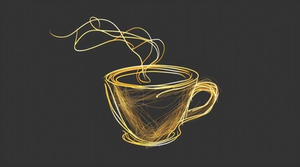 Coffee cup continuous line sketch tea icon cafe sketch drink single art outline mug logo food. Doodle cup line abstract background breakfast steam morning coffee design symbol.