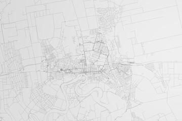 Map of the streets of Tiraspol (Moldova) on white background. 3d render, illustration