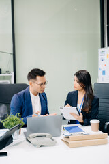 Business team discuss at meeting room. working together with laptop ,tablet and smart phone on desk Financial accountant