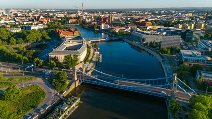 Obraz premium aerial view of the old city center of Wroclaw in Poland