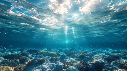 Fototapeta premium Underwater world. Coral reef and fishes in Red sea at Egypt