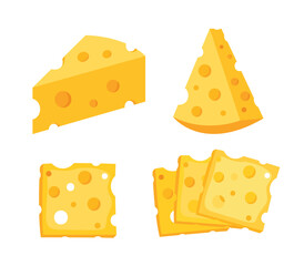 cheese parts and slices vector illustration