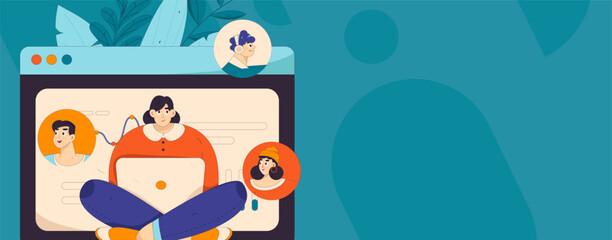 Flat vector illustration of business people operating work scene
