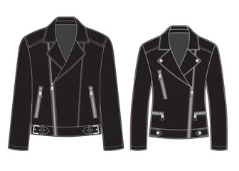 Men's and women's black leather jacket