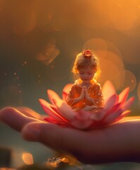 Little girl in a lotus flower AI.