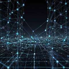 Obraz premium Powered Data Analytics, showcasing a network of interconnected nodes processing vast amounts of data.