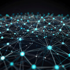 Fototapeta premium Powered Data Analytics, showcasing a network of interconnected nodes processing vast amounts of data.