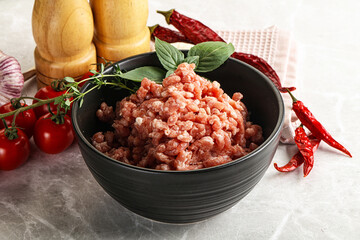 Raw minced pork uncooked meat