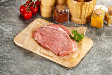 Raw pork schnitzel for cooking