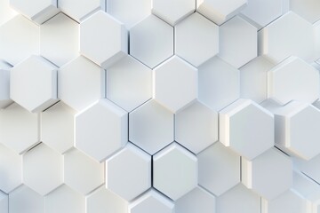 Bright white abstract hexagon wallpaper or background - 3d render