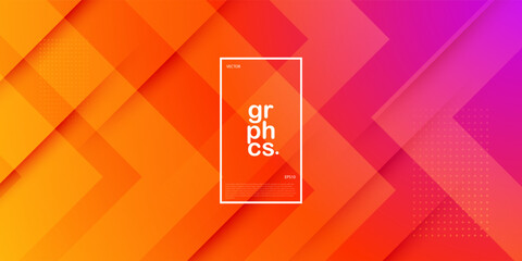 Abstract background overlap geometric colorful orange and purple gradient stripes and arrows concept on trendy color background. Poster and banner design. Eps10 vector