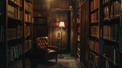 Discovery of Secret Room in Ancient Library Among Vintage Books  