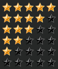 Set of Rating Stars Feedback, Five Stars
