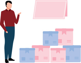 The boy is talking about the parcel box.