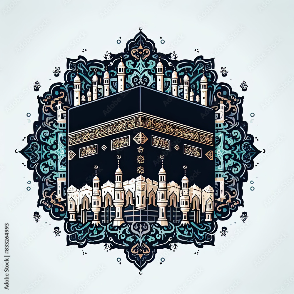 Wall mural kaaba grand mosque mecca islamic symbol and logo representing spirit of islamic