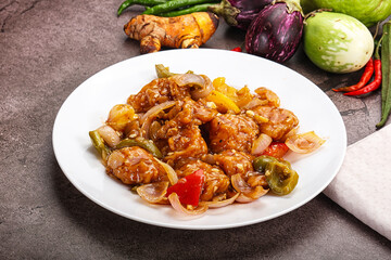 Chinese cuisine - prawn with chili sauce