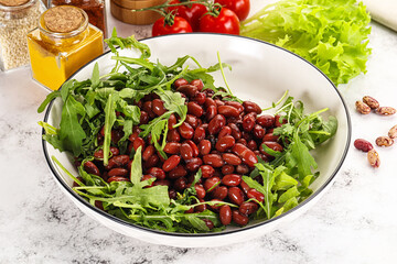 Red canned beans with arugula