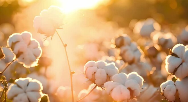 Sustainable Field with Blooming White Cotton Plant: Gossypium Scientific Name. Concept Plant Identification, Botanical Naming