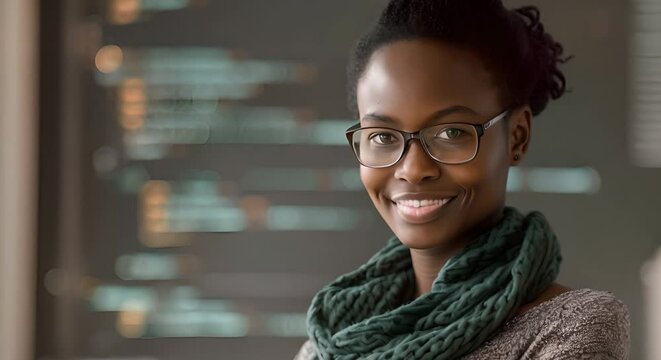 Dedicated Afro female programmer focused on software development. Concept Afro Female Programmer, Software Development, Diversity in Tech, Coding Enthusiast, Technological Empowerment