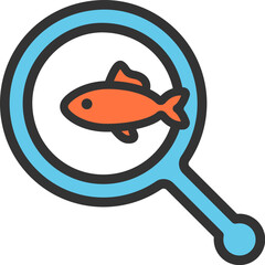 金魚すくいのアイコン（線画カラー）のイラスト