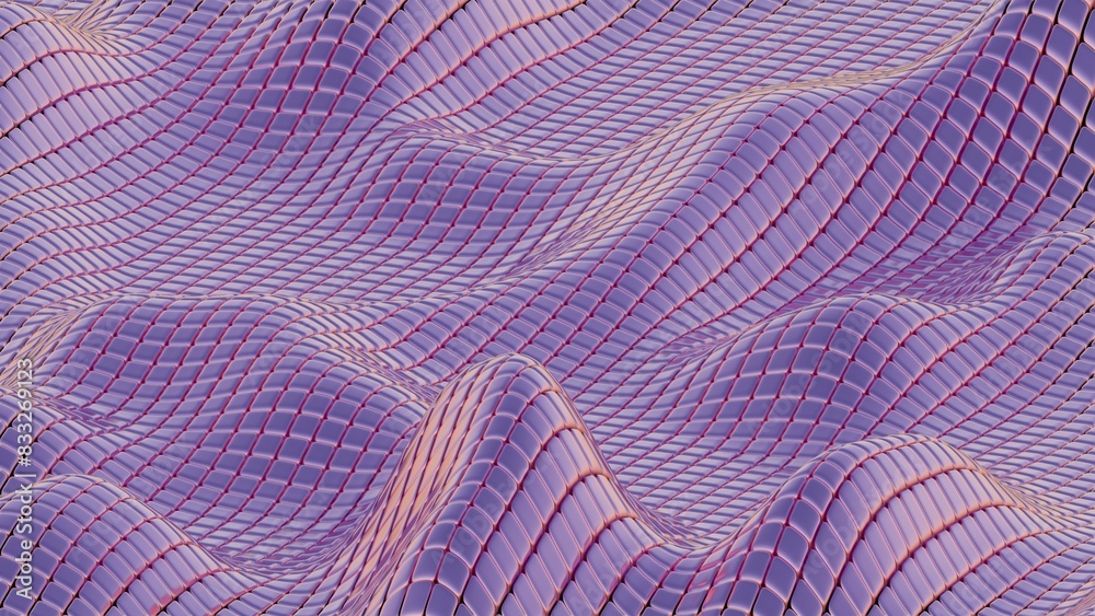 Poster Mesh Waves: Undulating Grid Patterns in Soft Purple
