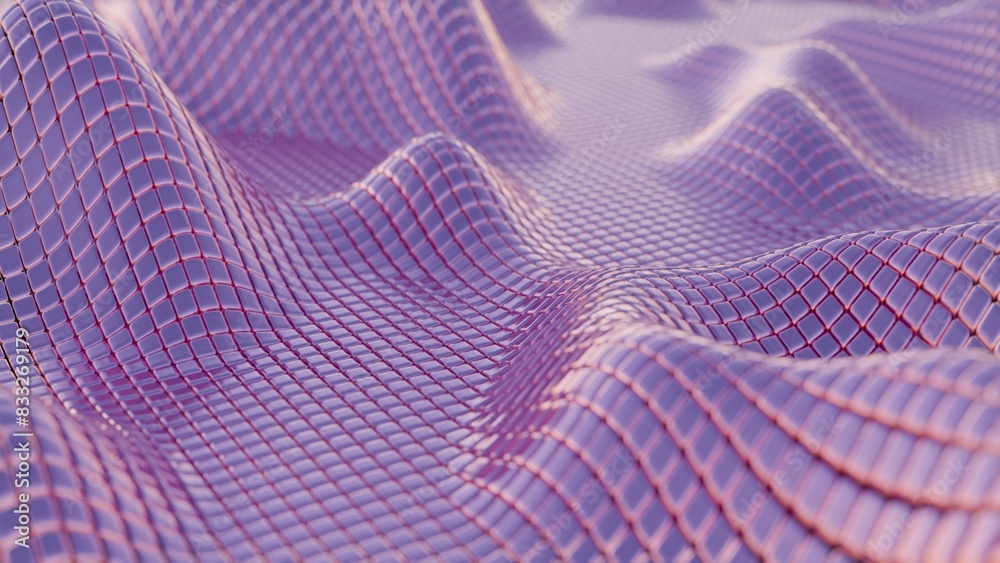 Poster Mesh Waves: Undulating Grid Patterns in Soft Purple