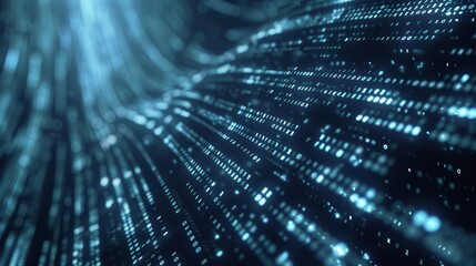 Data Transfer: Dynamic streams of binary code flowing across the screen, representing high-speed data transmission. 