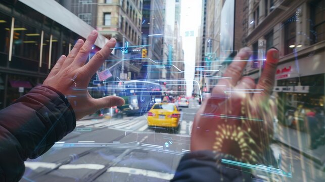 Augmented Reality: Digital enhancements overlaid on a semi-transparent view of the real world. - Powered by Adobe