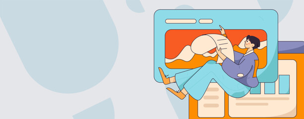 Flat vector illustration of business people operating work scene
