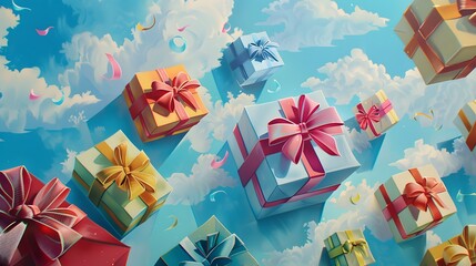 Obraz premium colorful giftbox with ribbon background