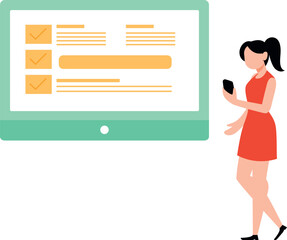 Girls chatting online on web page.