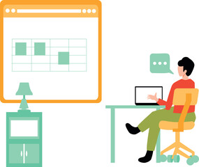 The boy is using laptop in the park.