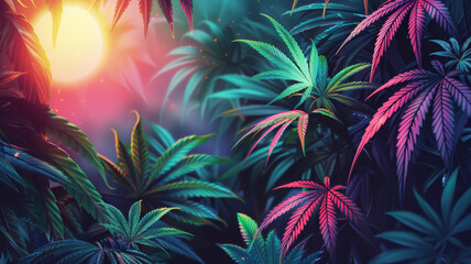 Tropical Cannabis Leaf Banner