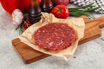 Raw beef burger cutlet minced meat