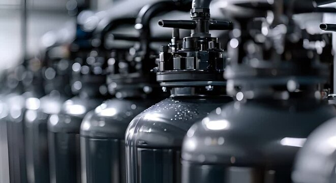 Detailed image of reverse osmosis water purifier in closeup view. Concept Reverse osmosis water purifier, closeup view, product photography, household appliances, technology